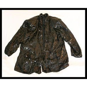 vintage black sequin camisole top by Amor - Made in India 100% silk - Size XL?